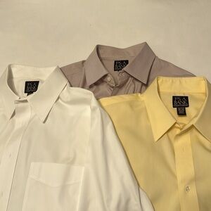 3 Joseph A Bank Travelers Collection dress shirts, all size 16 1/2, 34/35.